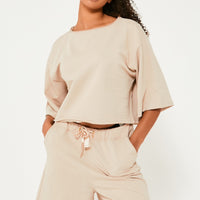 Womens Tee and Short Set - Stone