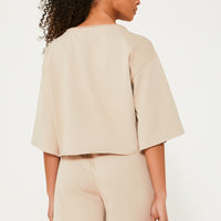 Womens Tee and Short Set - Stone