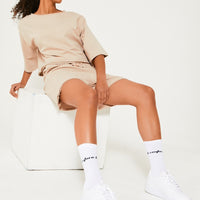 Womens Tee and Short Set - Stone