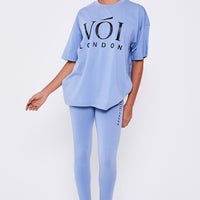 Colindale Co-ord Tee and Legging - Steel Blue