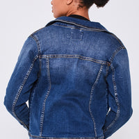 Boohoo Stretch Denim Jacket - Mid Blue