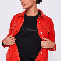 Boohoo Oversized Denim Jacket - Red