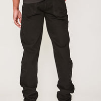 Devons Road Tapered Rigid Stacked Leg Knee Rip Jeans- True Black
