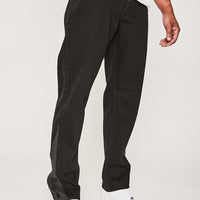 Cyprus Straight Leg Seam Embroidered Graphic Jeans- True Black