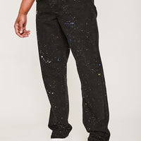 Gallions Reach Relaxed Fit Painted Detail Jeans- True Black