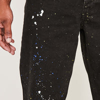 Gallions Reach Relaxed Fit Painted Detail Jeans- True Black