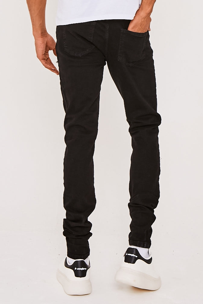 Skinny Stacked Bandana Biker Jeans- Black