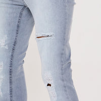 Super Skinny With All Over Rips Jeans- Ice Grey