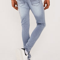 Super Skinny With All Over Rips Jeans- Ice Grey