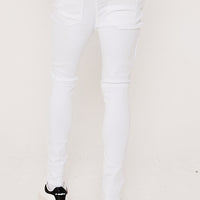 Super Skinny Biker Panelled Jeans- White