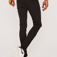 Super Skinny Check Biker Jeans- Black