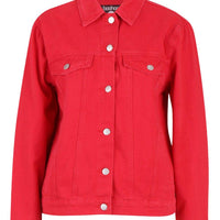 Boohoo Oversized Denim Jacket - Red
