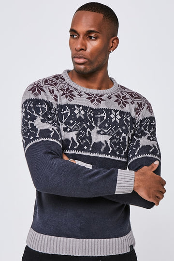 Stag Christmas Sweatshirt - Navy