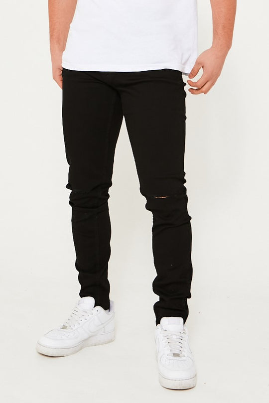Organic Skinny Jeans - Ripped Black