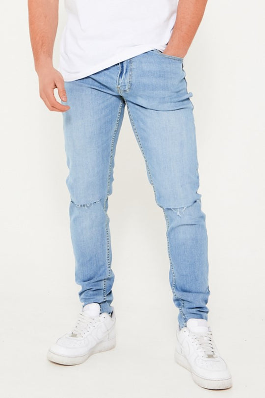 Organic Skinny Jeans - Ripped Light Blue