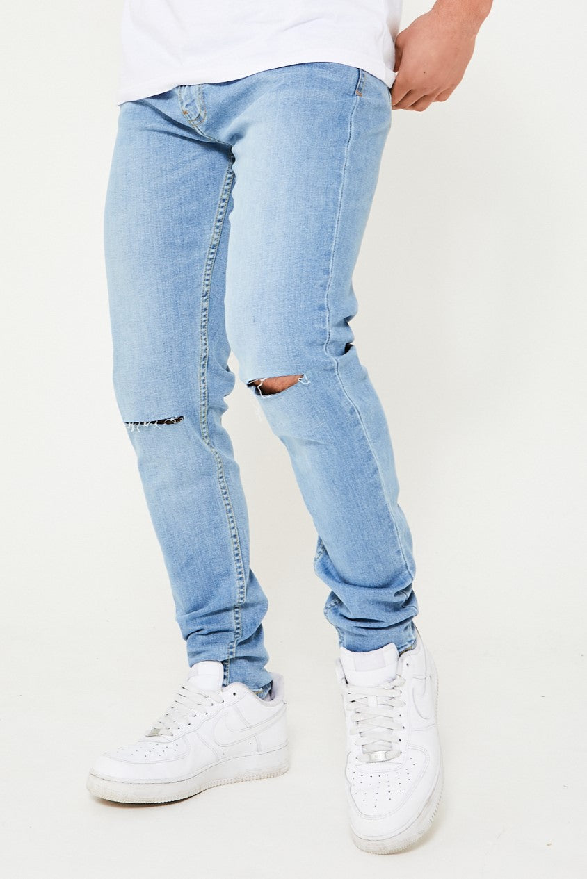 Organic Skinny Jeans - Ripped Light Blue