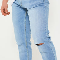 Organic Skinny Jeans - Ripped Light Blue