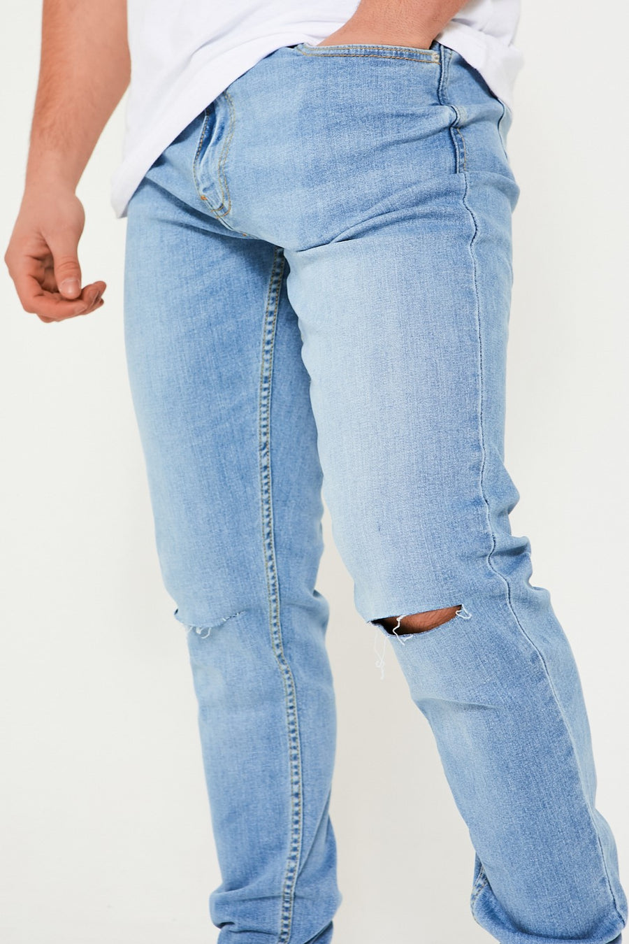 Organic Skinny Jeans - Ripped Light Blue