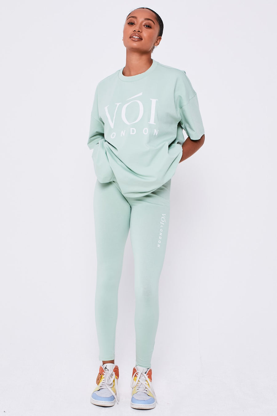 Colindale Co-ord Tee and Legging - Slit Green