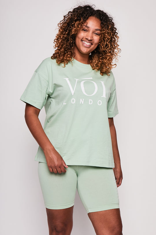 Burnt Oak Co-ord Tee and Short - Slit Green