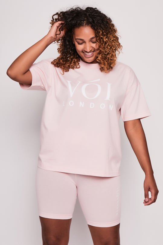 Burnt Oak Co-ord Tee and Short - Powder Pink