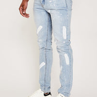 Elverson Road Skinny Rigid Painted Detail Jeans- Ice Blue