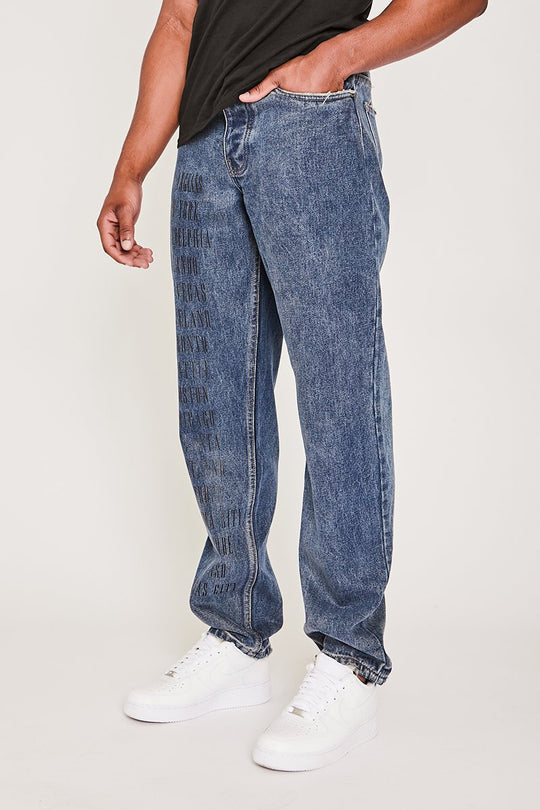 Lewisham Relaxed Long Leg Fit Jeans- Light Blue