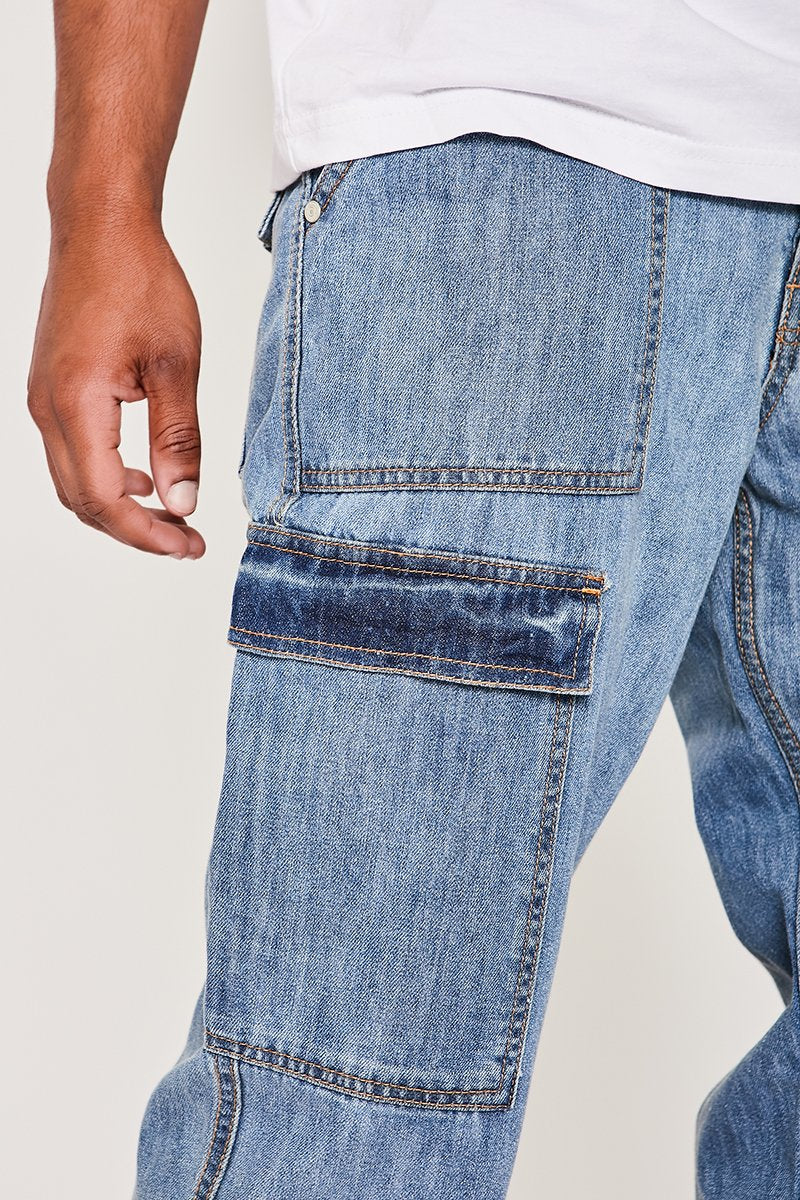 East India Relaxed Cargo Jeans - Light Blue