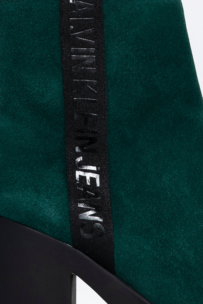 Calvin Klein Serina Suede Pull On Ankle Boots - Green
