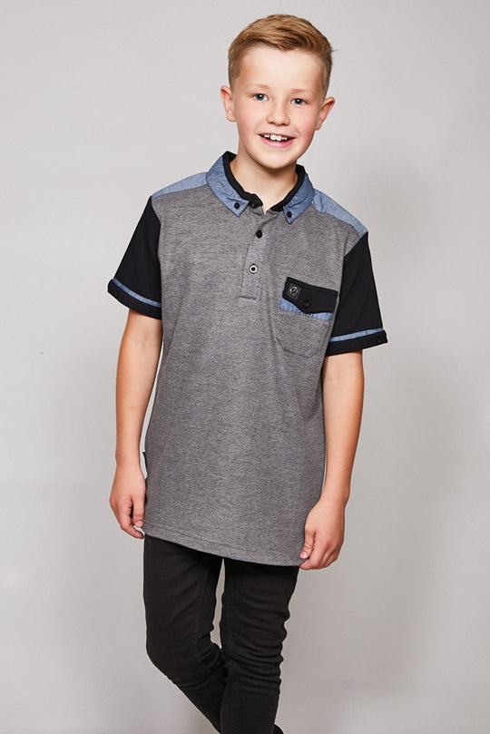 Junior Mesi Polo Tee - Grey / Black
