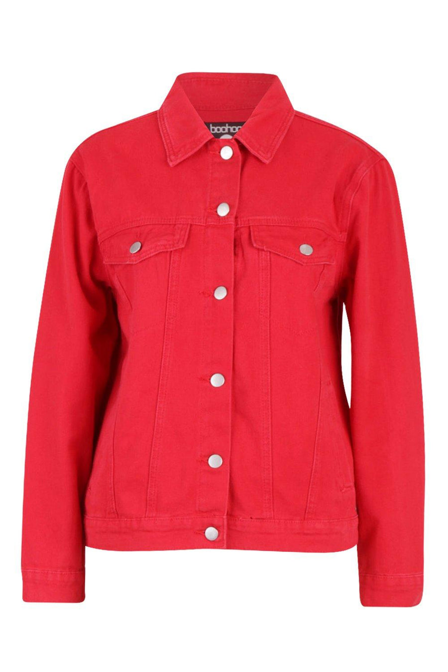 Boohoo Womens Oversized Denim Jacket Red – brandsfornothing