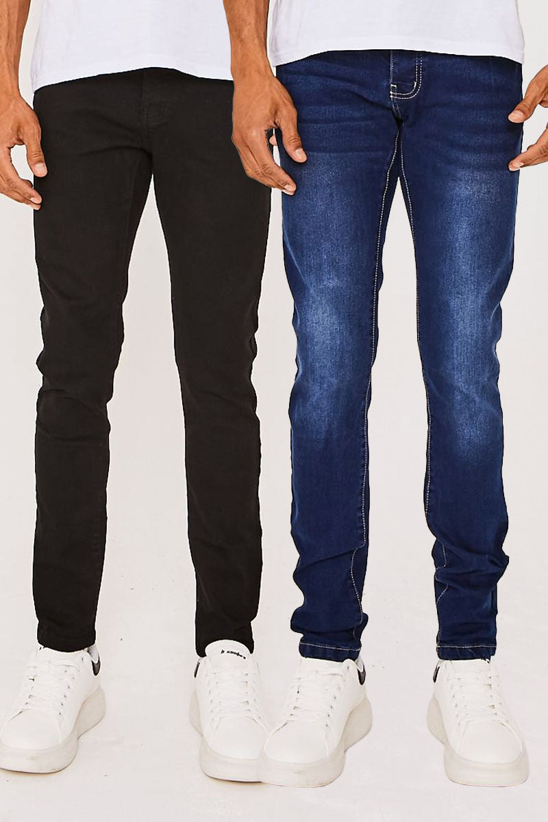 Mens Jeans 2-Pack Blue & Black Skinny Fit – brandsfornothing